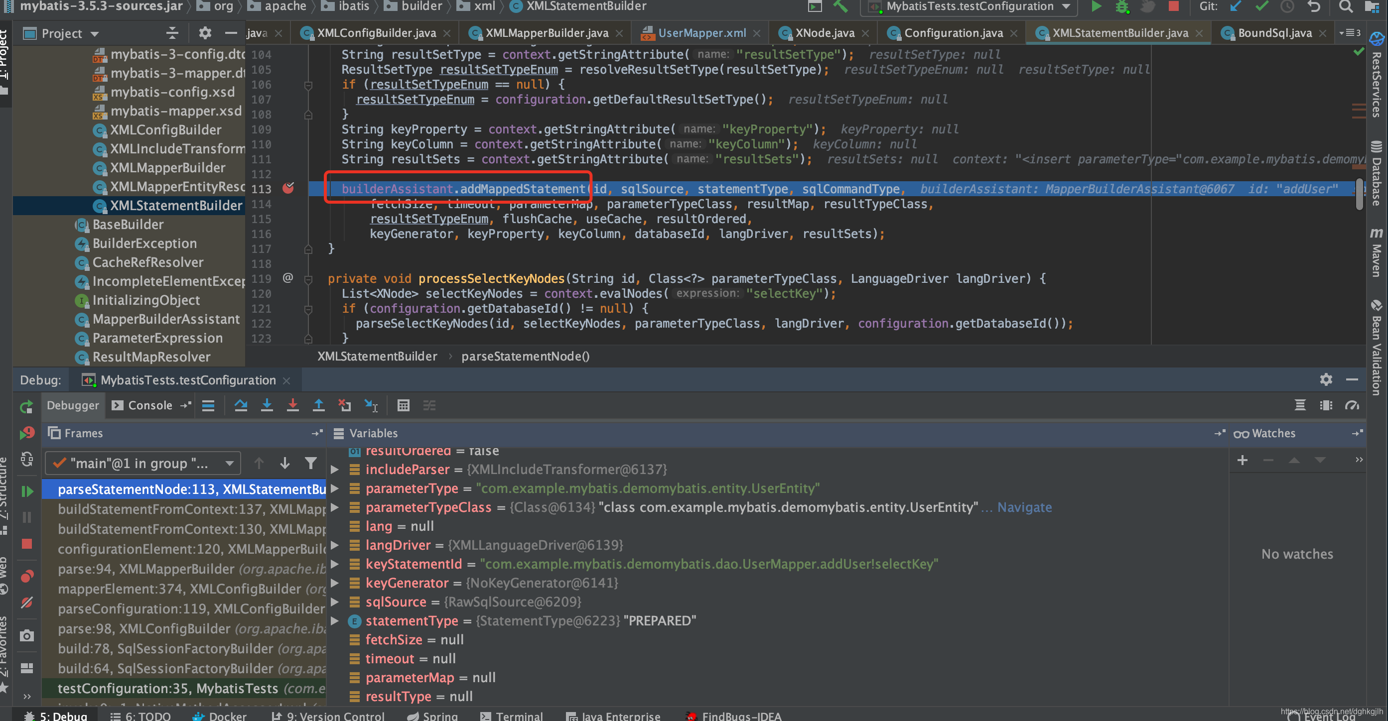 MapperBuilderAssistant 构建 MappedStatement 并注册到 Configuration