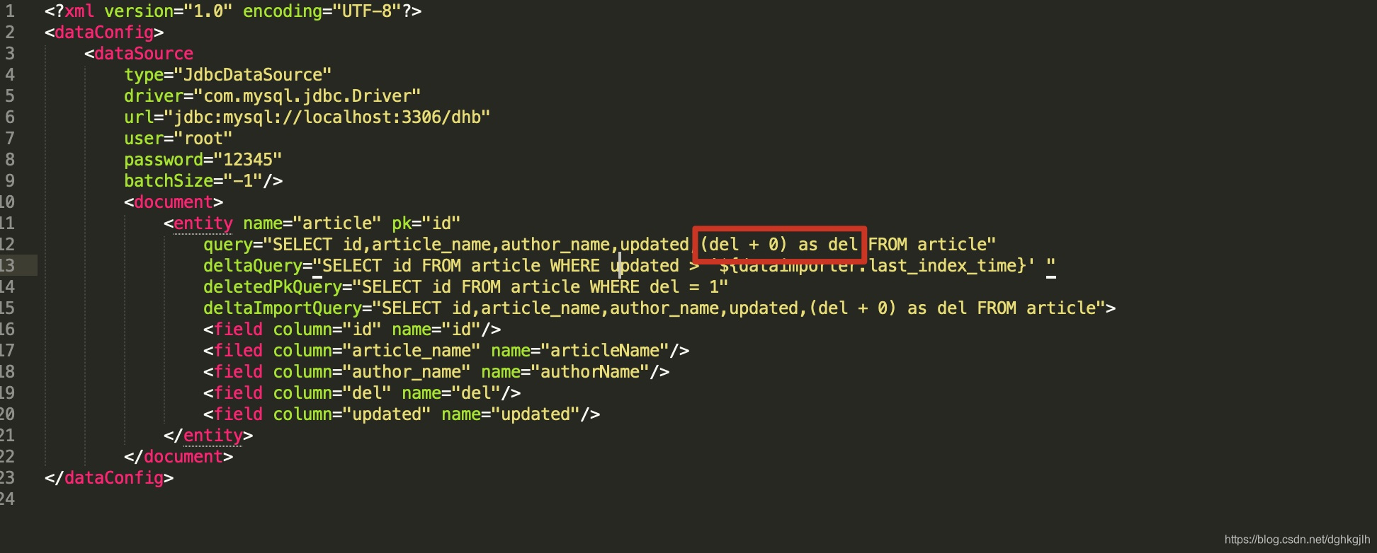 data-config.xml 查询语句对 tinyint 字段进行数值转换