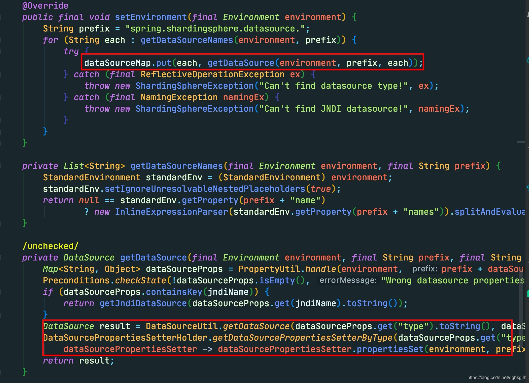 SpringBootConfiguration.setEnvironment 读取并保存数据源配置