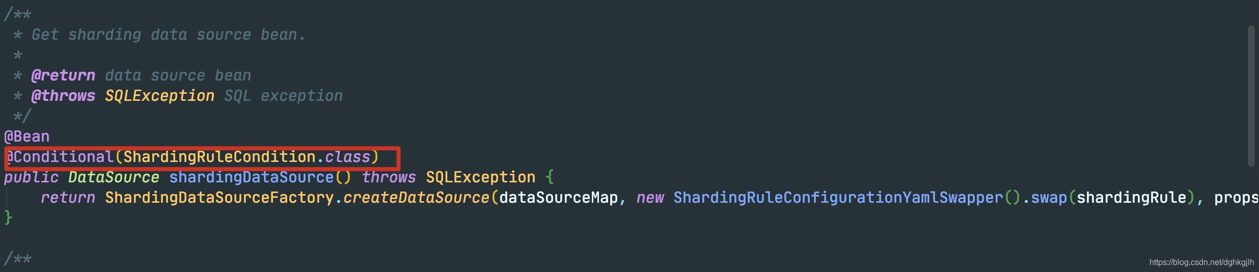 SpringBootConfiguration 创建 ShardingDataSource 并传入数据源集合
