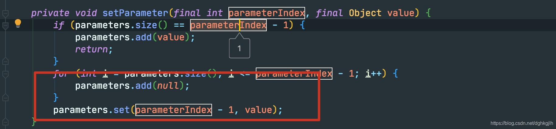 ShardingPreparedStatement 将参数值暂存到 parameters 列表