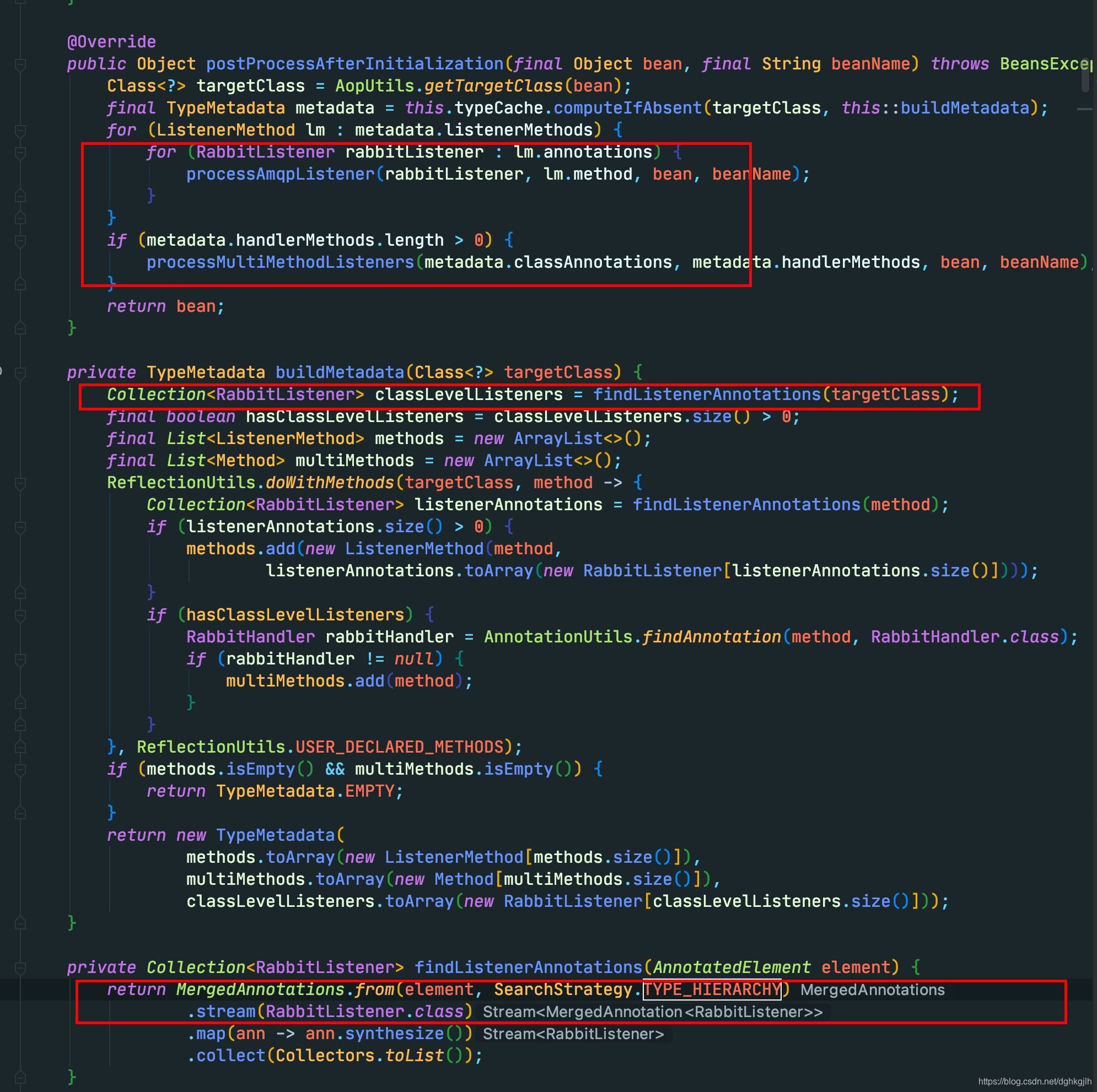 RabbitListenerAnnotationBeanPostProcessor 扫描 @RabbitListener 注解