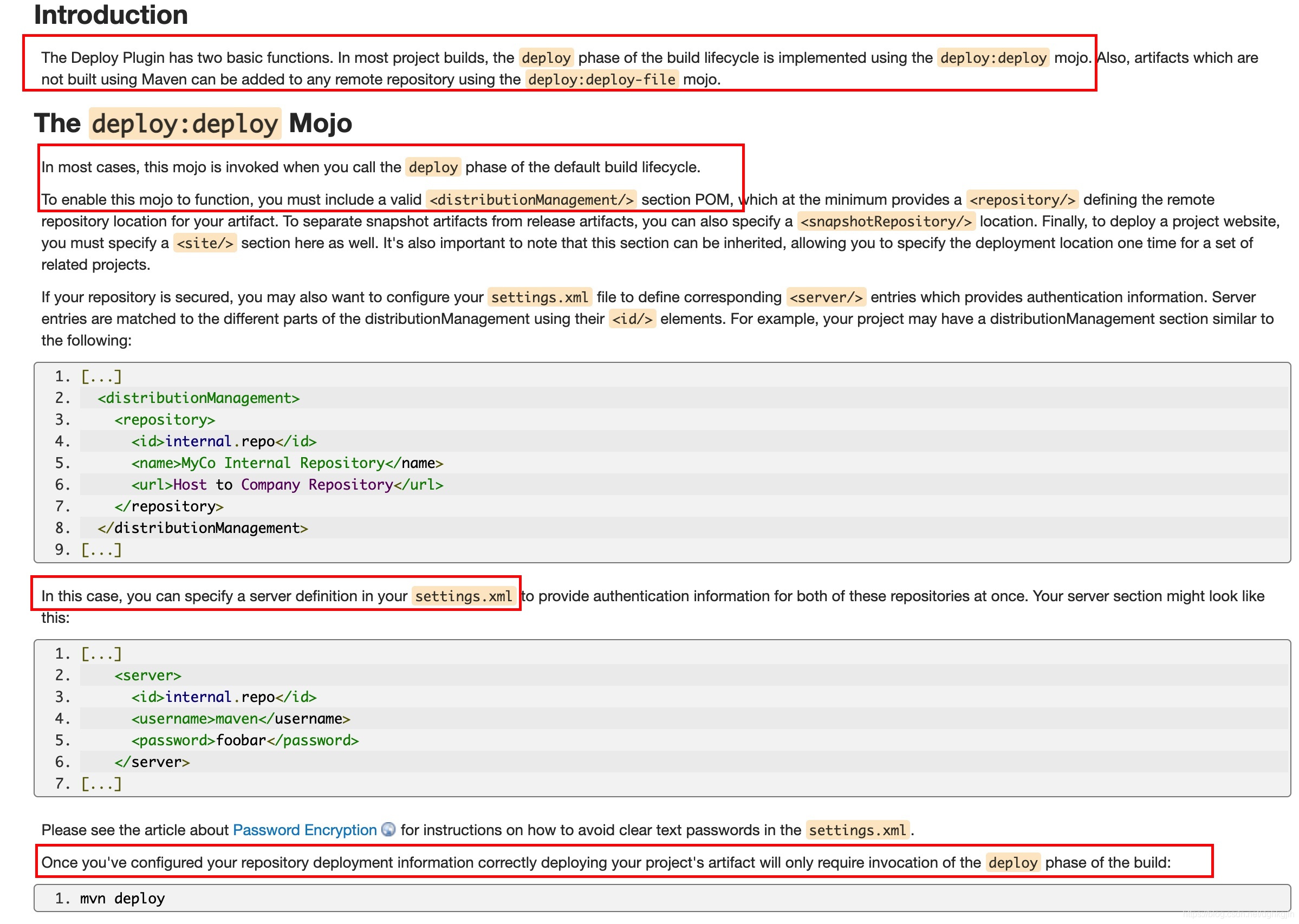 Maven Deploy Plugin 使用文档中的仓库与 server 配置要求