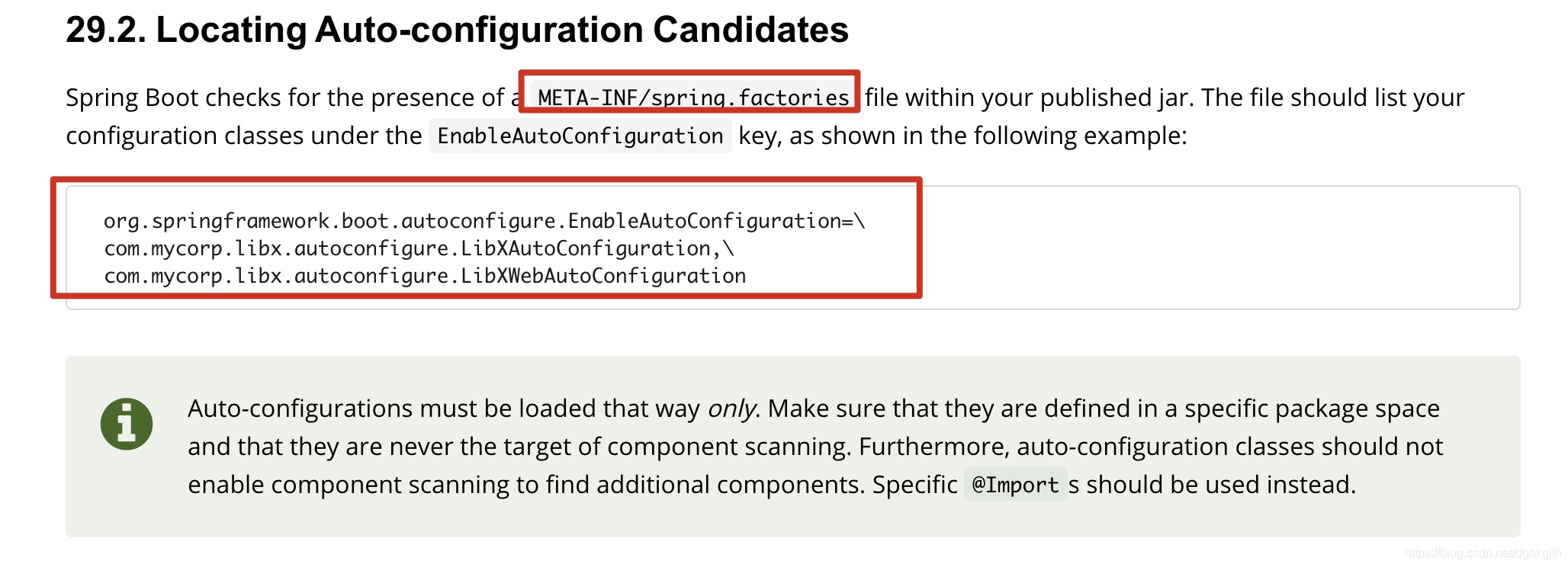 Spring Boot 文档通过 META-INF/spring.factories 注册自动配置类