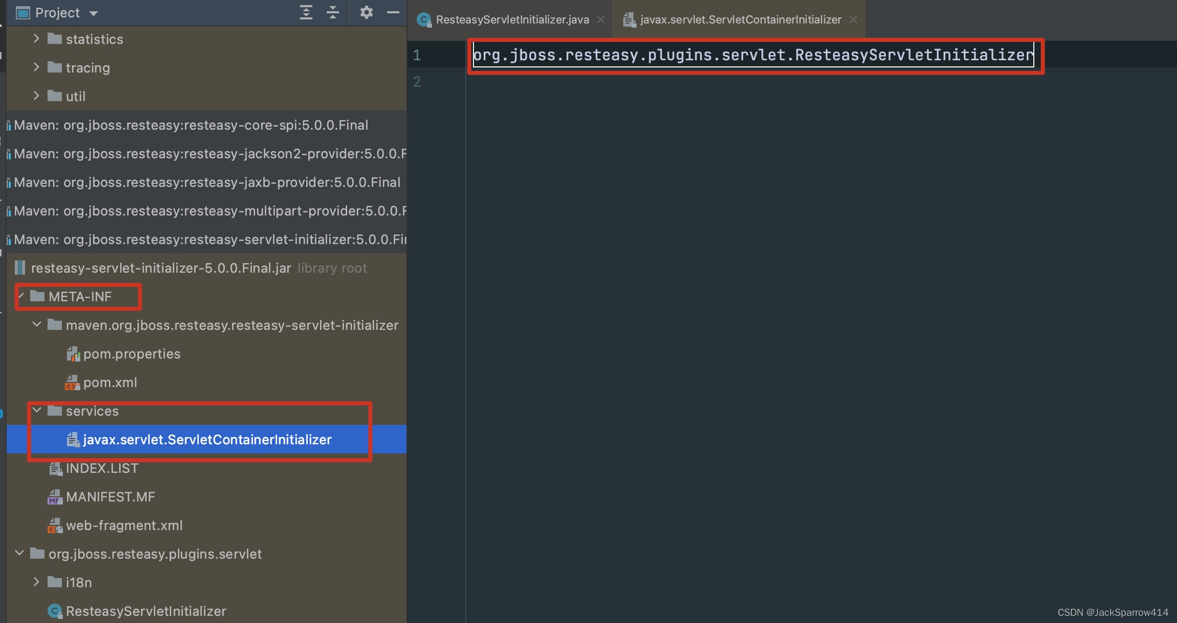 META-INF/services 中注册 ResteasyServletInitializer 的 SPI 配置