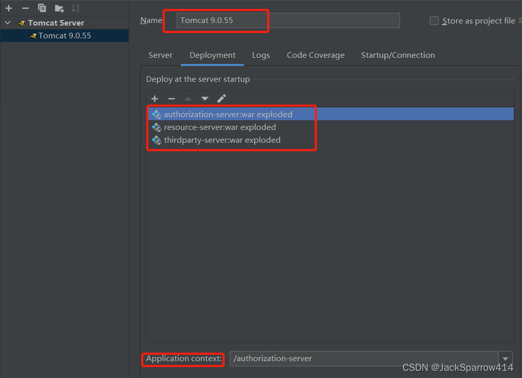 IDEA Tomcat 9 部署配置中添加 OAuth 示例应用的三个 WAR