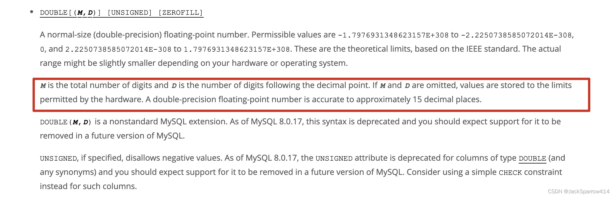 MySQL 文档说明浮点值超出小数位数时的舍入行为