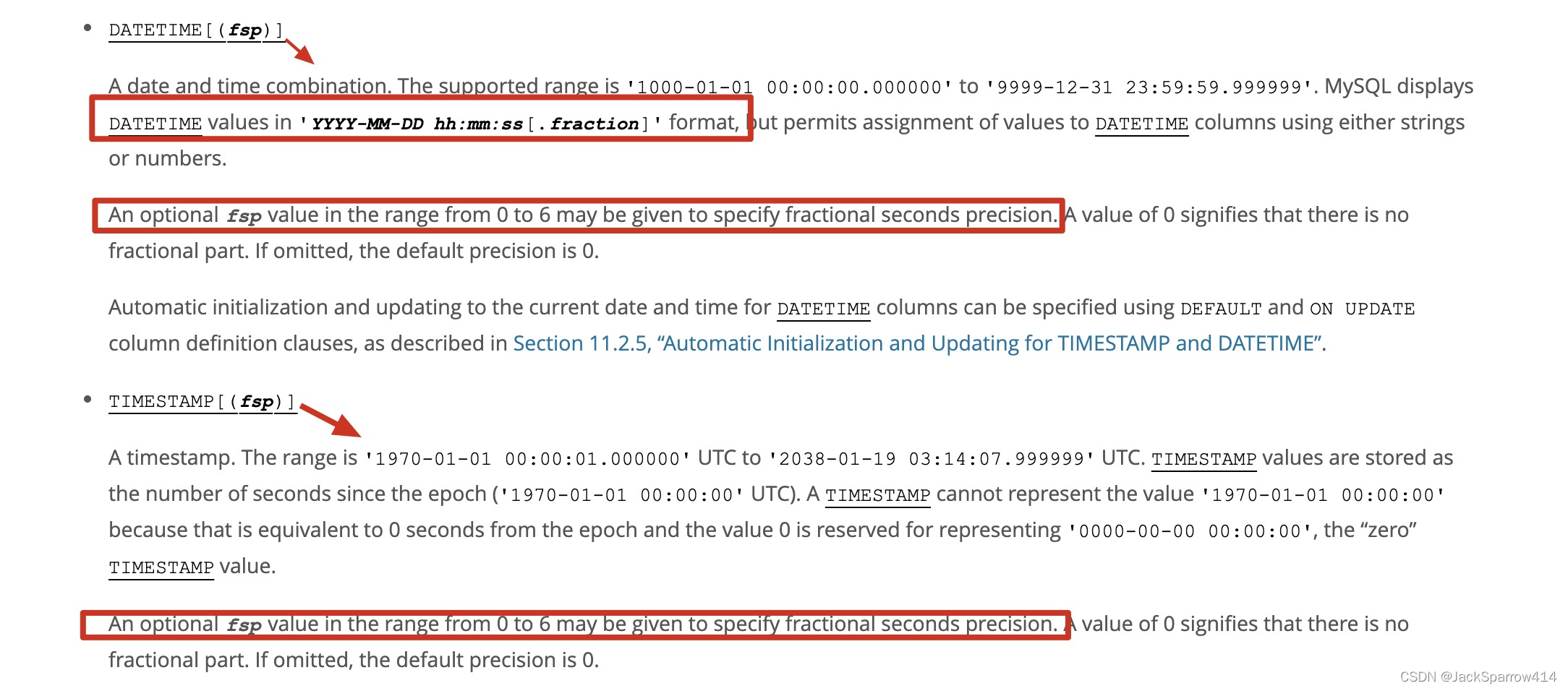 MySQL 日期时间类型文档说明 DATETIME 与 TIMESTAMP 的微秒精度