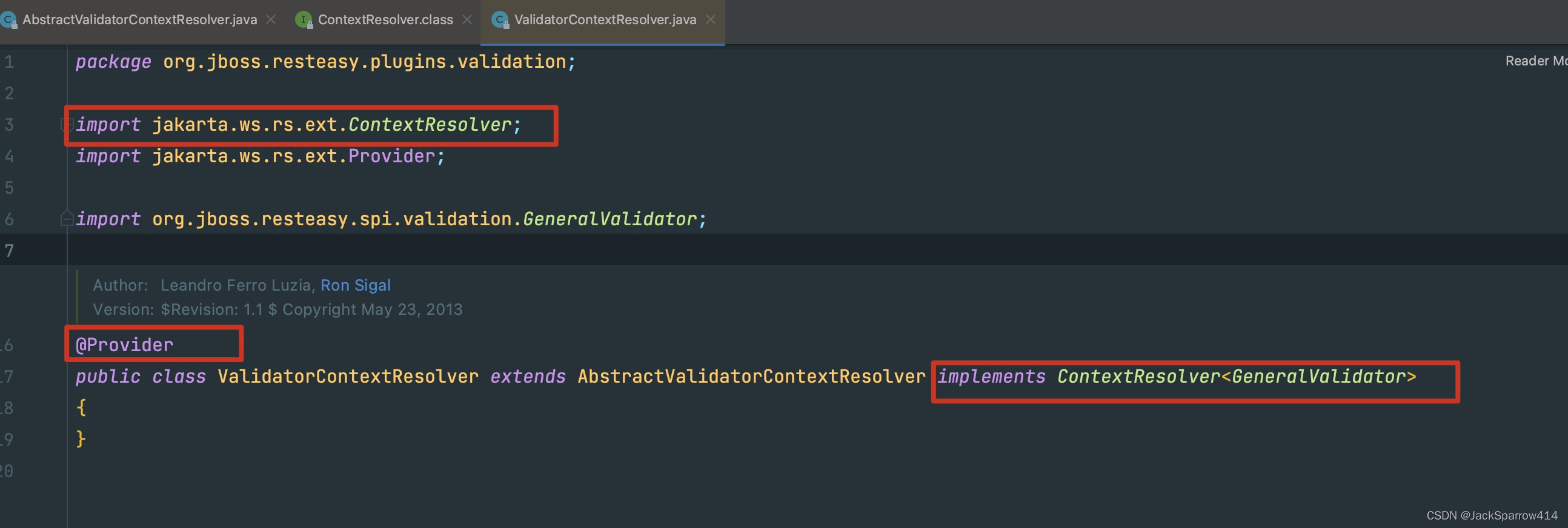 标有 @Provider 的 ValidatorContextResolver 实现 ContextResolver