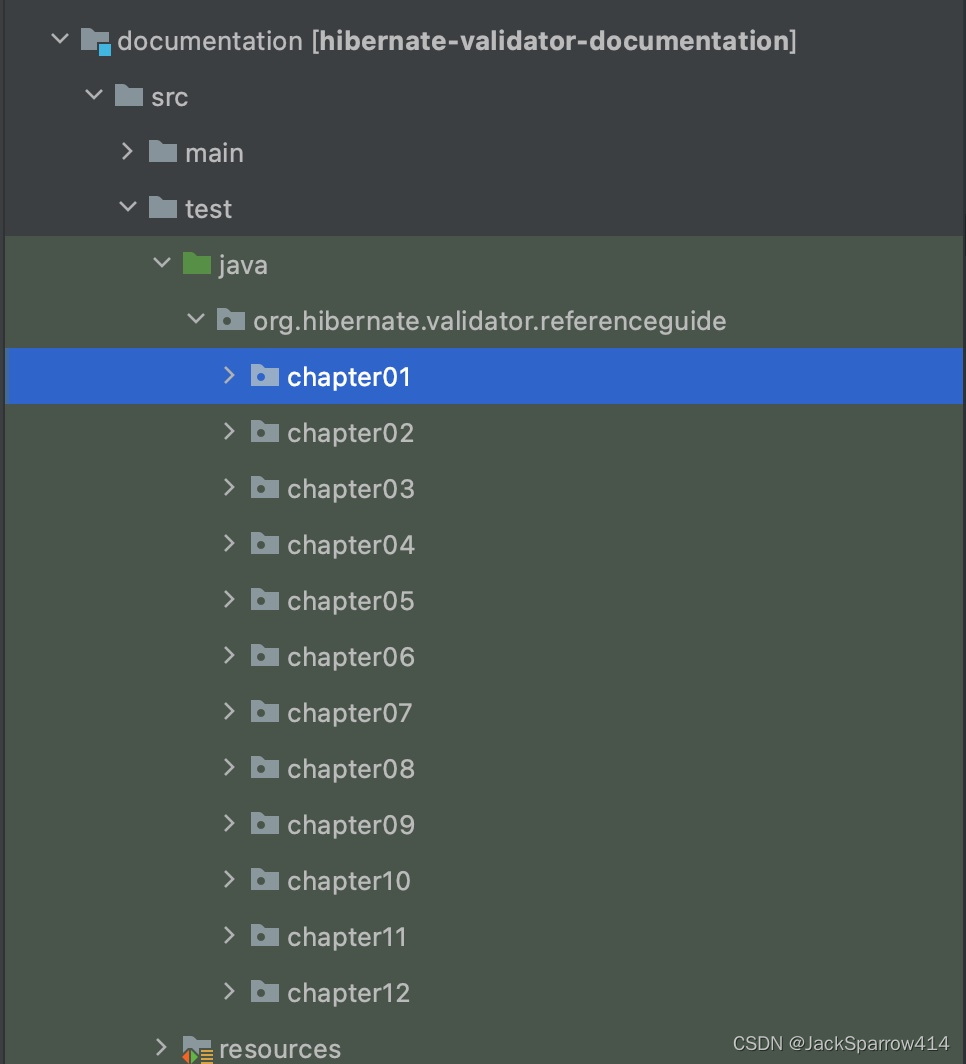 Hibernate Validator 官方示例代码按章节划分的目录