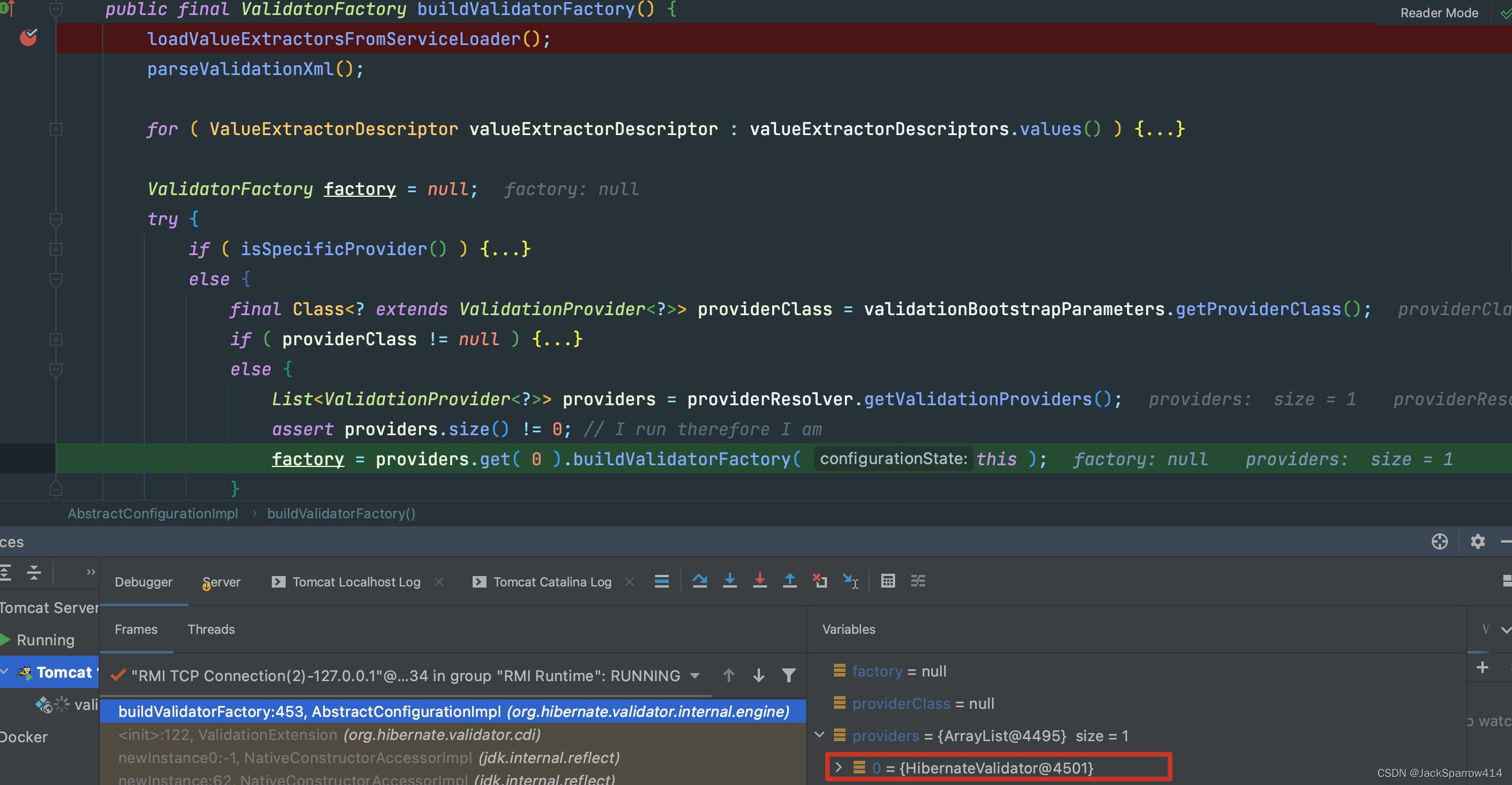 ValidatorContextResolver.getValidatorFactory 获取默认校验工厂的调试过程