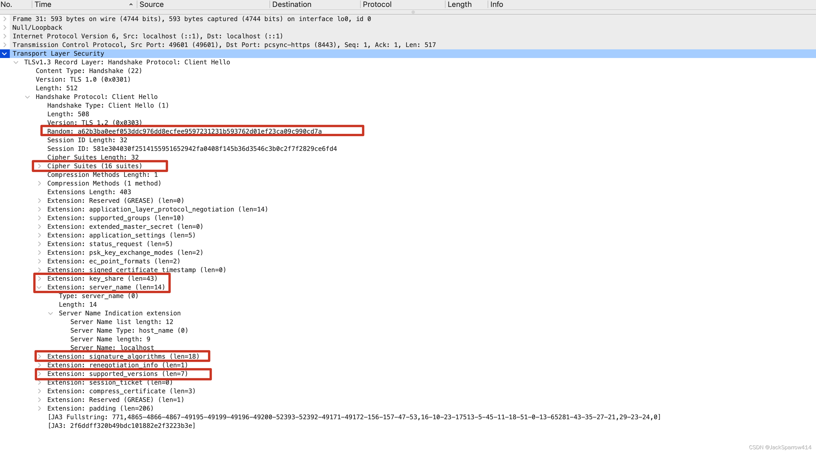 TLS Client Hello 中的密码套件与扩展字段