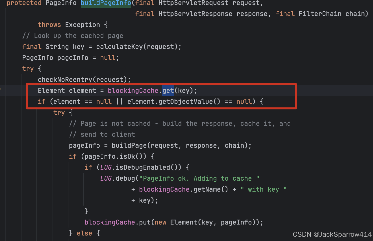 Ehcache CachingFilter.buildPageInfo 从 BlockingCache 获取或构建页面缓存