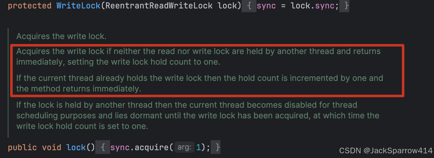 ReentrantReadWriteLock.WriteLock.lock 的互斥获取语义与源码