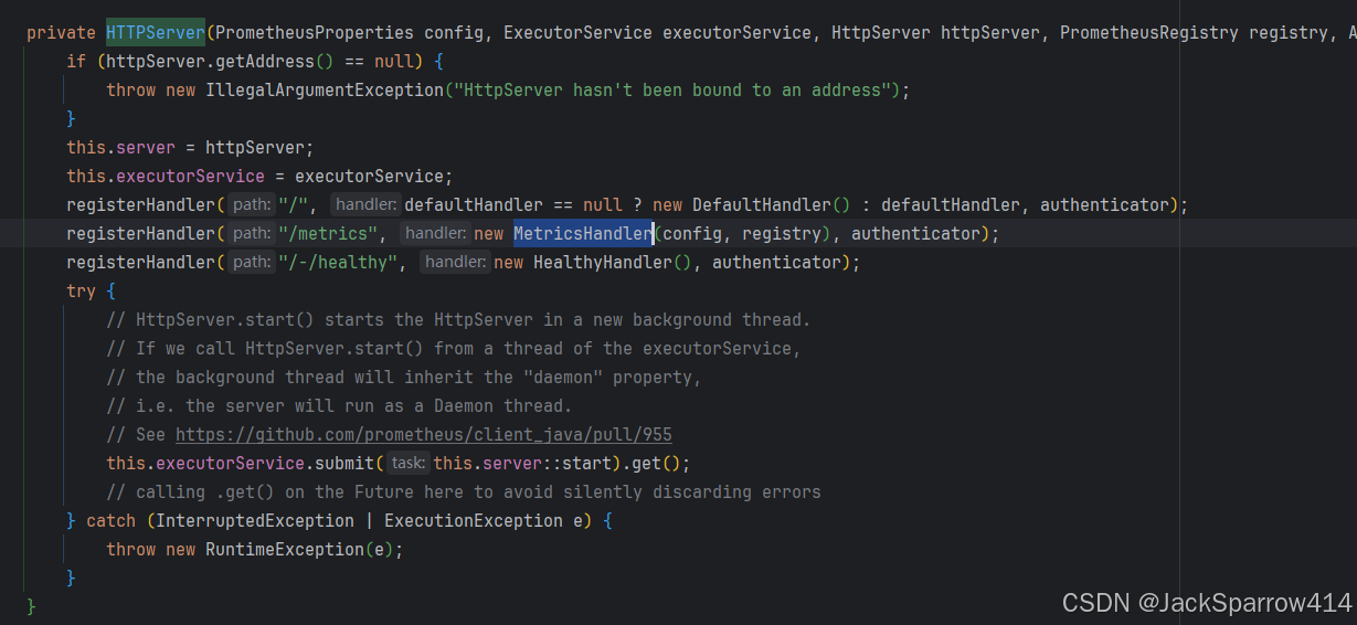 Prometheus HTTPServer 构造方法设置 MetricsHandler